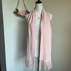 New York & Company Soft Pink Fringed Scarf
